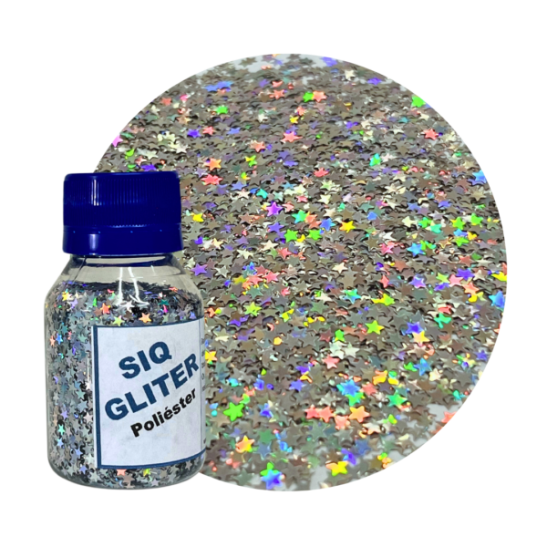 Siq Glitter 3mm TL001 Laser Silver Star - 20g